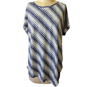 Vince Camuto Blue and White Striped Top Size Large